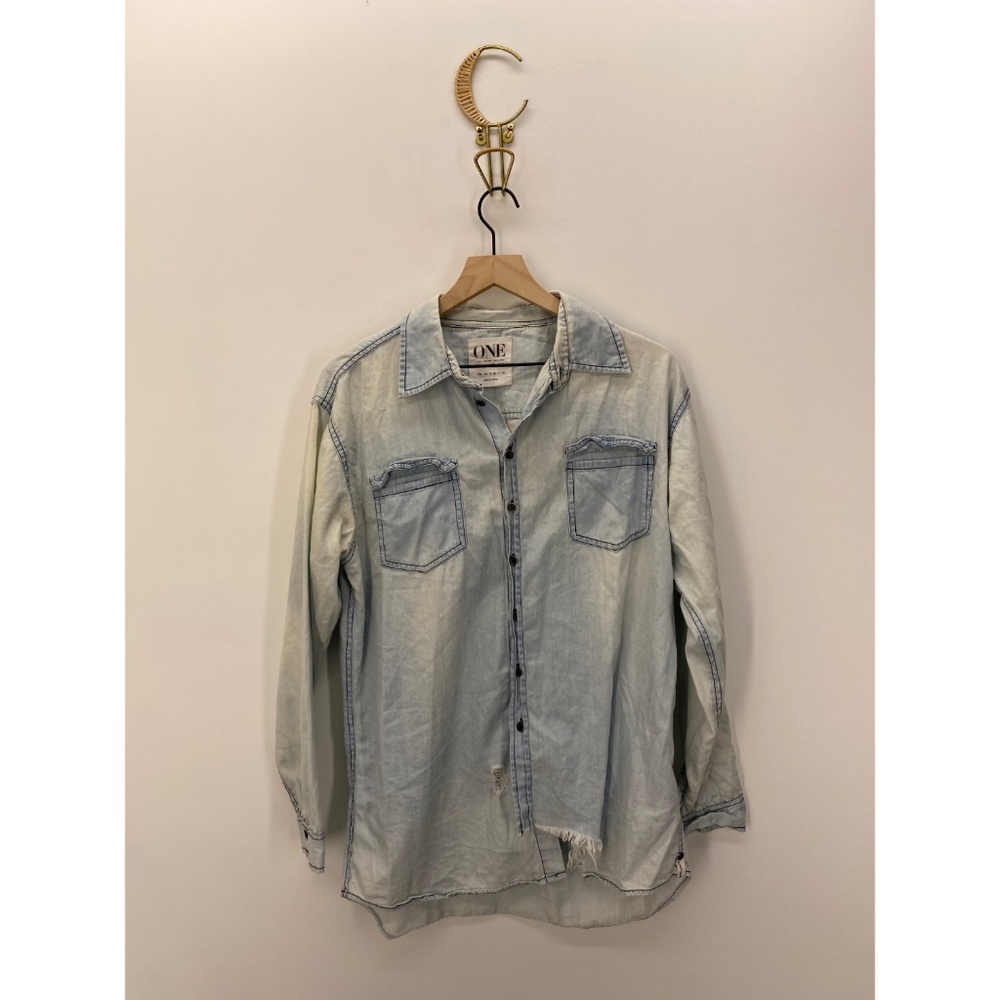 ONE Long Sleeve Button Down Tops Shirt Size M